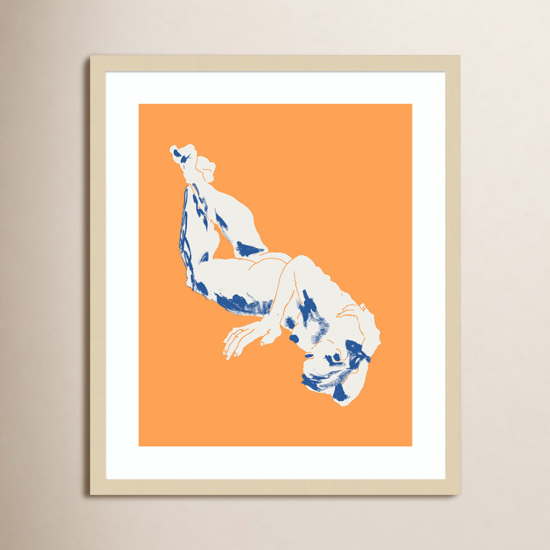 «Nude Orange» par Nantucket, impression sur bois encadrée, Cadre brun, H 25 po x l 21 po