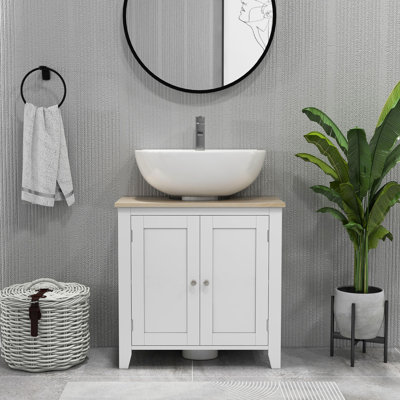 Bath Cabinet - Under Sink Storage, U-Shape, Adjustable Shelf, 23.5" W Bathroom Storage Unit Sink, 66 Lbs