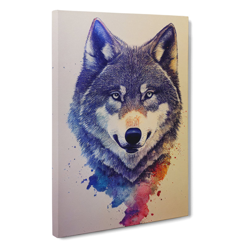 Painted Wolf - Wrapped Canvas Print, 60cm H x 40cm W