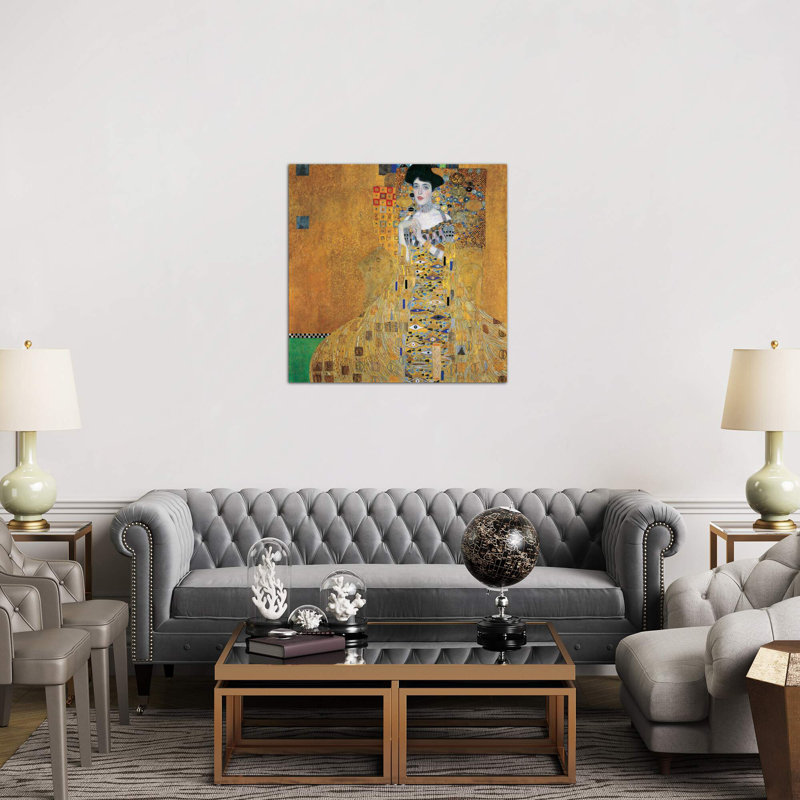 Portrait of Adele Bloch-Bauer I, 1907 by Gustav Klimt - 1 Piece Painting on Canvas, 93.98 cm H x 93.98 cm W, White Framed