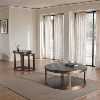 Transitional Style 1pc Coffee Table Espresso Finish Lower Shelf Caster Living Room Furniture