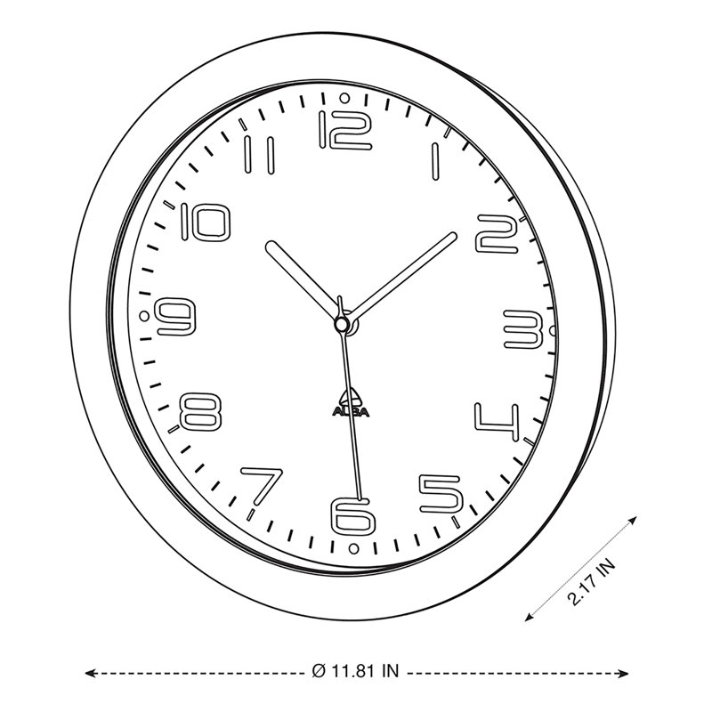 Horloge murale 12,01 po Hornew, Blanc