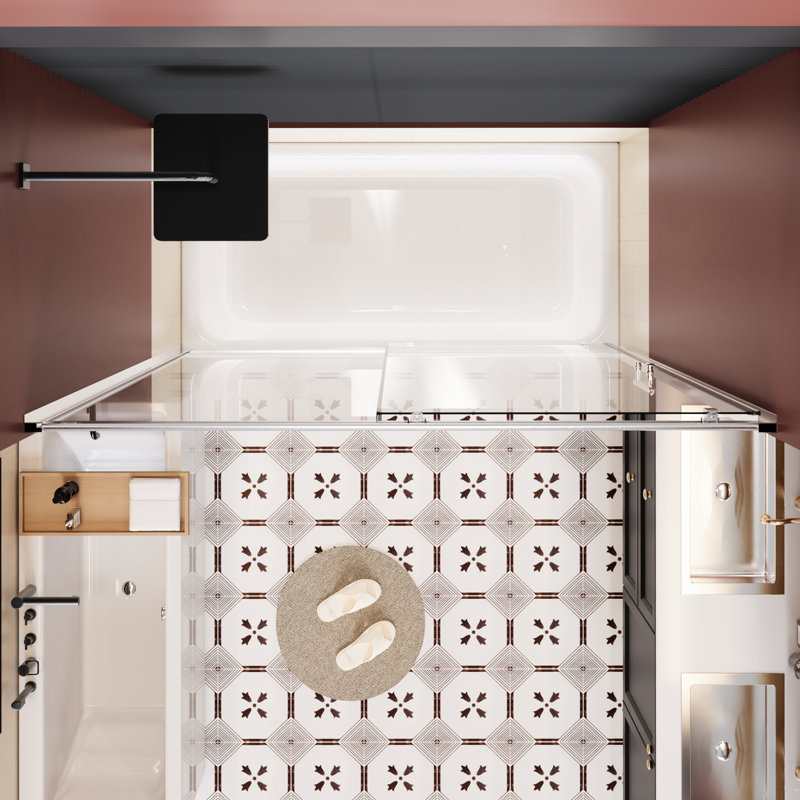 Single Sliding Bathtub Shower Door, 60 In W X 62 H, Clear Tempered Glass, Aluminum Alloy Frame, Zinc Wheels, Smooth And Quiet Motion, Reversible Setup Option Width Height 1/5 Inch Thick Finish,