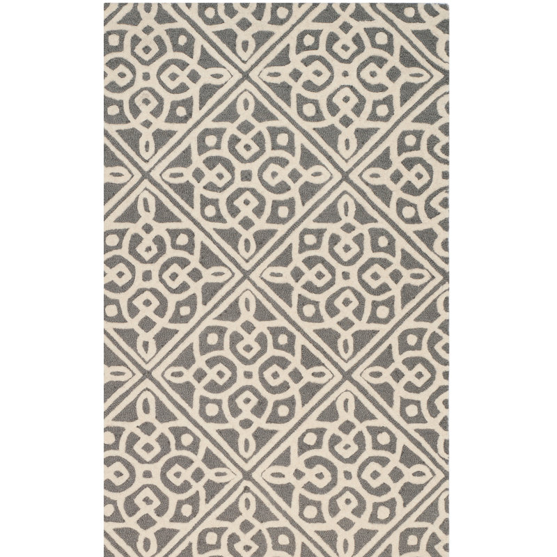 Tapis géométrique en laine touffeté à la main Sadik, Carré 6 pi