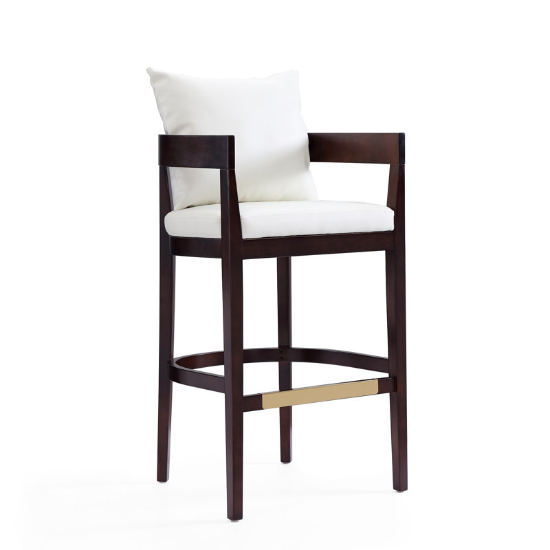 Lorello Upholstered Counter Stool with Solid Wood Frame, Ivory, Bar Stool (30.5" Seat Height), 2