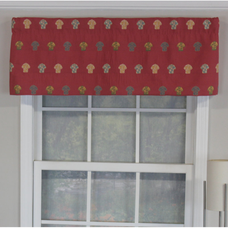 Cotton Blend Toile Tailored Window Valance, Red