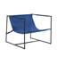 Chaise d'appoint rembourrée avec cadre en métal et mélange de polyester bleu-1824197054