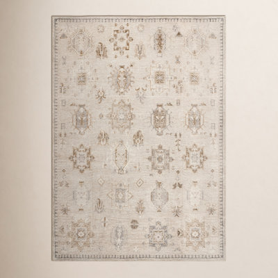Beige Ivory Machine Washable Oriental Rug