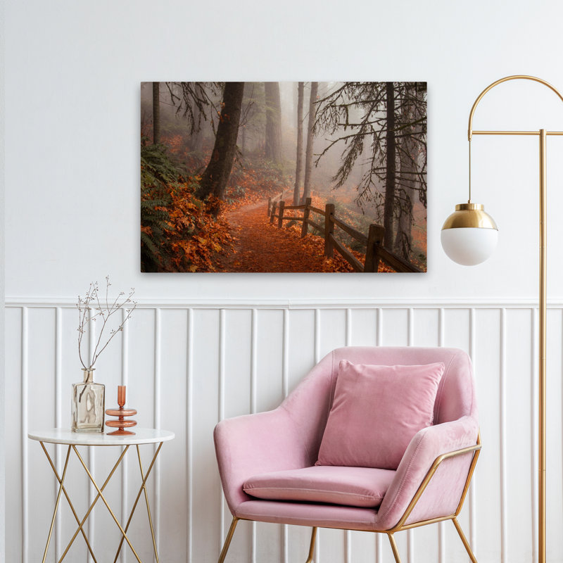 Le long du sentier, paysage, chemin forestier, photographie, automne, art contemporain, H 36 po x l 24 po