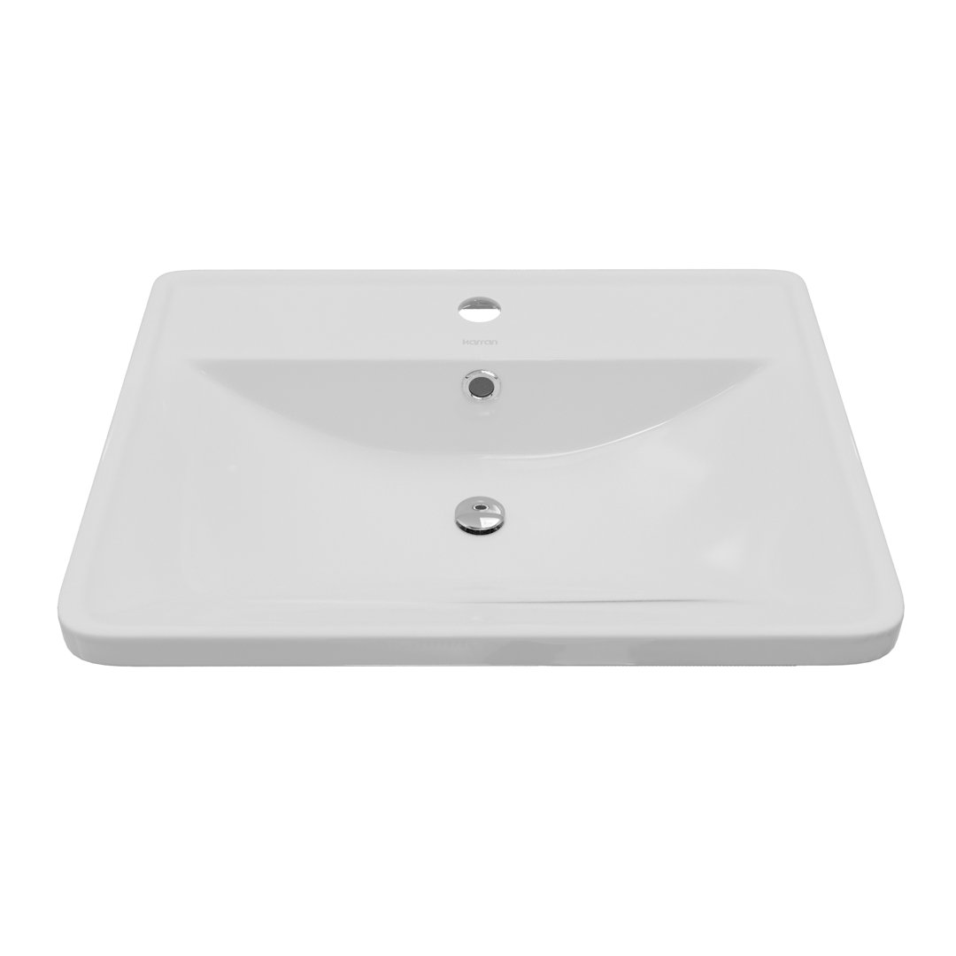 Karran Valera 20 In. Top Mount Vitreous China Rectangular Bathroom Sink With Overflow Drain Karran