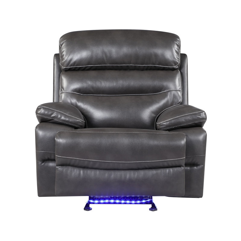 Ozbourn Faux Leather Recliner, Gray Faux Leather, Power