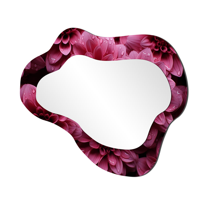 Miroir mural rose traditionnel - Chrysanthèmes roses - Collage IV, 25 po x 28 po