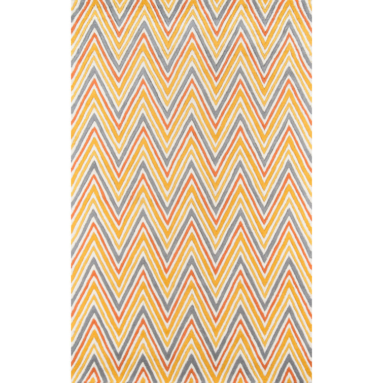 Tapis orange / jaune en laine touffeté à la main Sawyer