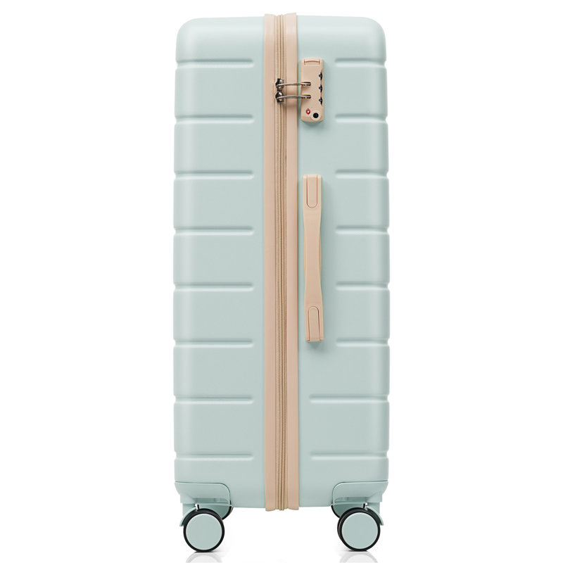 Ensemble de valises de voyage en ABS de qualité supérieure, ensemble de valise à verrou TSA 3 pièces avec des tailles de 20, 24 et 28 pouces avec des roues pivotantes à 360 °, gris-vert