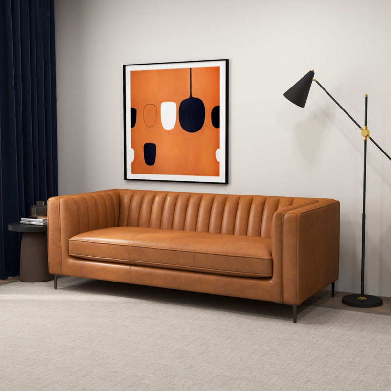 Canapé en cuir synthétique moderne de 84 po, canapé moderne, canapé d'appoint