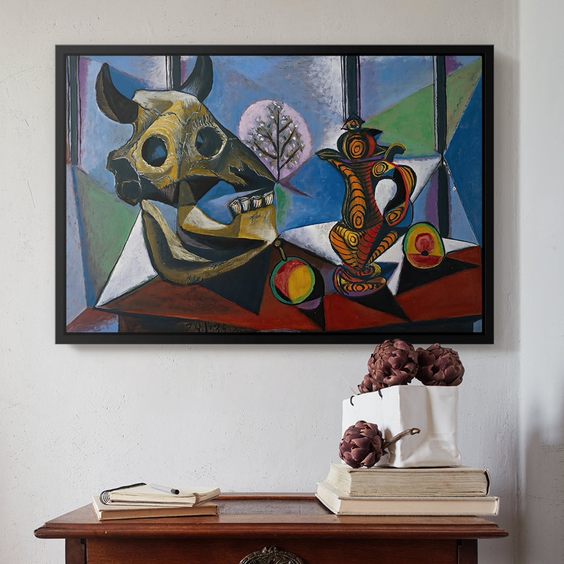 Nature morte avec crâne de taureau, 1939 - Pablo Picasso, toile tendue avec châssis, 16 x 24, Noir