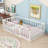 Twin Size Wooden Floor Bed With Door And Circle Of Fences-817998729