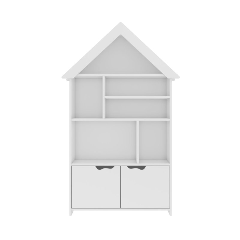 Bibliothèque moderne blanche avec de nombreuses tablettes, 40,6 x 66,5 x 13,0 pouces | 100% panneau de particules enduit de mélamine, épaisseur: 0,7 pouce | Conception murale pour des solutions de rangement élégantes pour la maison et le bureau