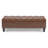 Ottoman Bench With Storage, Brown PU Surface, Rubber Wood Legs, 300 Lbs Capacity