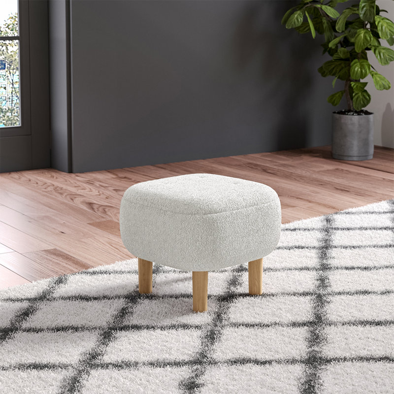 Upholstered Bench, White Fabric