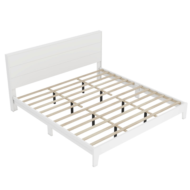 Allyannah Levison Platform Bed With Headboard, King, White