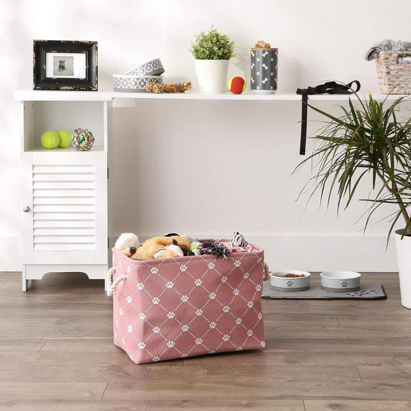 Empreinte de pattes et d'os de la collection Pet Storage, rectangle moyen, H 12 po x l 10 po x P 16 po, Rose