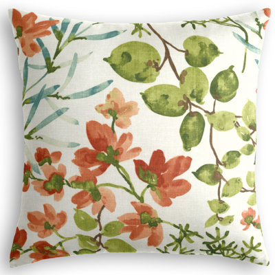 Awash In The Park Floral Linen Reversible Throw Pillow