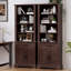 Bibliothèque à 5 niveaux avec bibliothèque réglable de 72 po avec portes et armoire de rangement-689095111