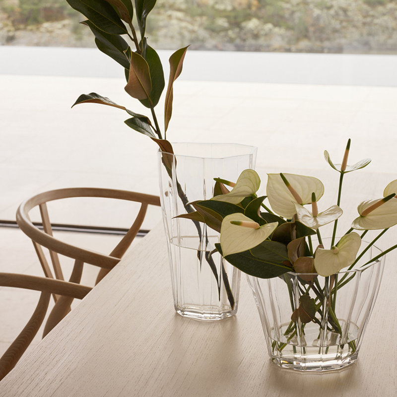 Reed Handmade Glass Table Vase, Clear, 11.8" H x 7" W x 7" D