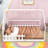 Full Wood House Bed Frame with Built-In Window, LED Light String and Fence-260515602