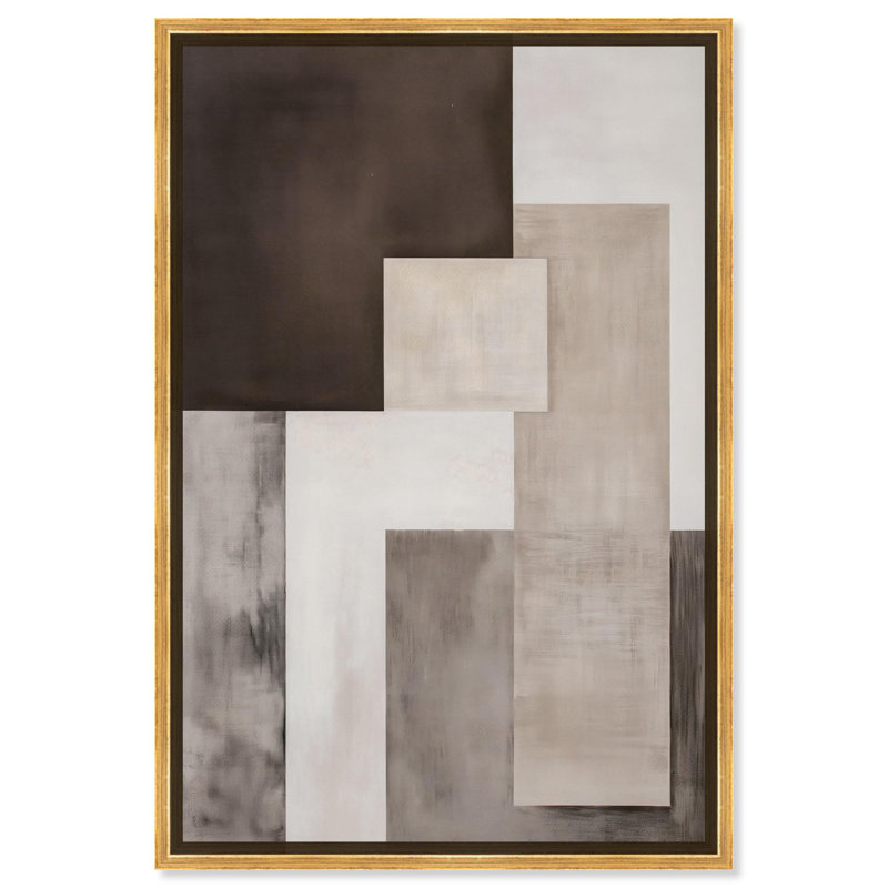 «Quiet Geometric II» par Art Remedy, Cadre doré, H 16 po x l 11 po