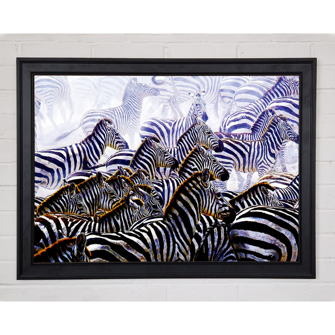 Zebra Stampede - Einzelner Bilderrahmen Kunstdrucke