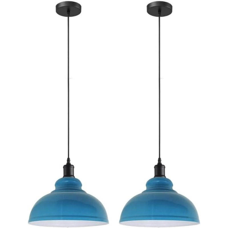1 - Light Inner White Dome Pendant, Blue