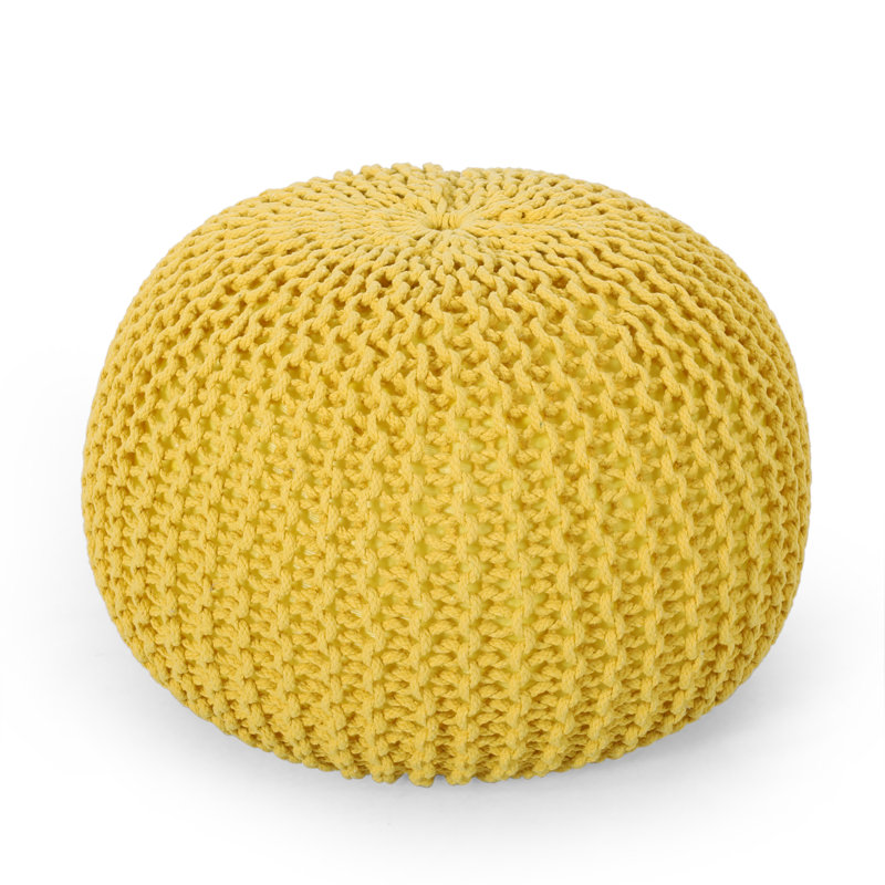 Upholstered Pouf, Yellow