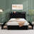 Full/Queen Velvet Bed Frame with Wingback Headboard, Wood Slats, No Box Spring Needed, Easy Assembly-519558202-519558201