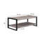 Ensemble de cocktail contemporain 3 pièces, 1 table basse rectangulaire et 2 tables de bout carrées, brun rustique, noir, salon, meubles en bois