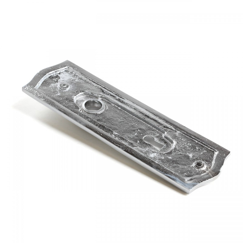 Chrome Finish Brass Beaded Door Back Plate with Keyhole