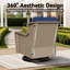 Ensemble de 3 chaises de patio pivotantes à 360 ° en osier avec coussins bleus et table d'appoint 3 pièces-234182374