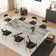 Louida 9 - Piece 110.24" Extendable Sintered Stone Dining Table with 8 Fabric Chairs Dining Set