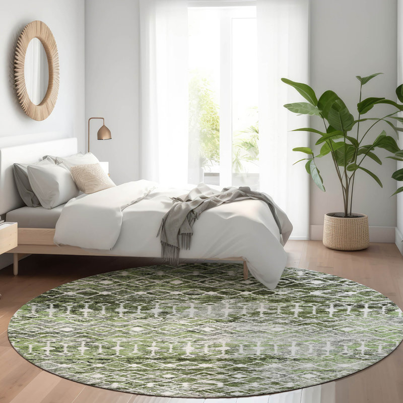 Tapis intérieur / extérieur vert Calandria, 8 pi x 8 pi