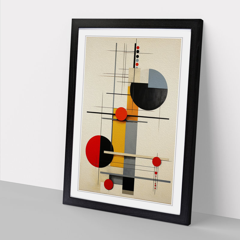 Bauhaus Constructivism - Single Picture Frame Print on Wood, 64cm H x 46cm W x 2cm D, Black