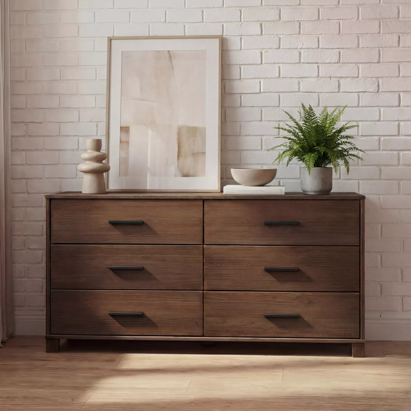 Loft 6 Drawer 61.5'' W Double Dresser, Brushed Mocha