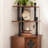 Nut-brown+Black Solid Wood Corner cabinet