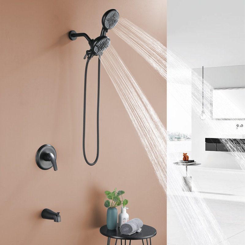 Tub & Shower Faucet with Rough in-Valve, Matte Black