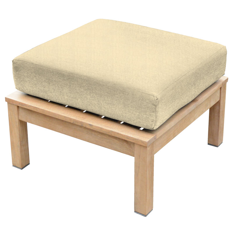 St. Lucia Teak Outdoor Ottoman, Spectrum Sand Sunbrella® Plainweave