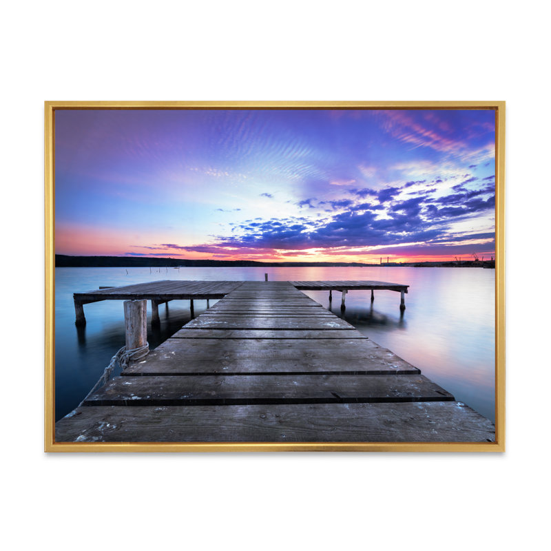 Décoration murale en bois, jetée en bois sur un ciel bleu - Nautique et bord de mer, H 34 po x l 44 po x P 1,5 po