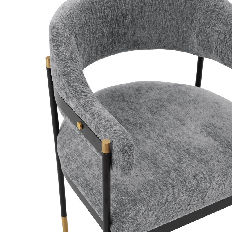 Chaise d'appoint rembourrée en métal Lia, Gris
