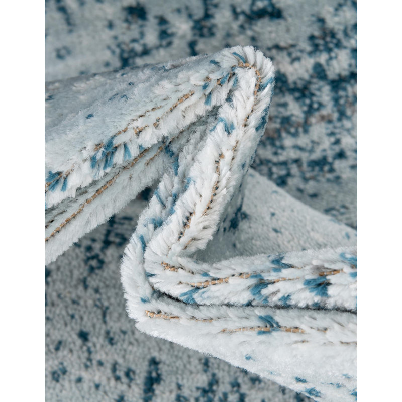 Brandt Rug, Runner 2'7" x 12', No, Light Blue/Navy