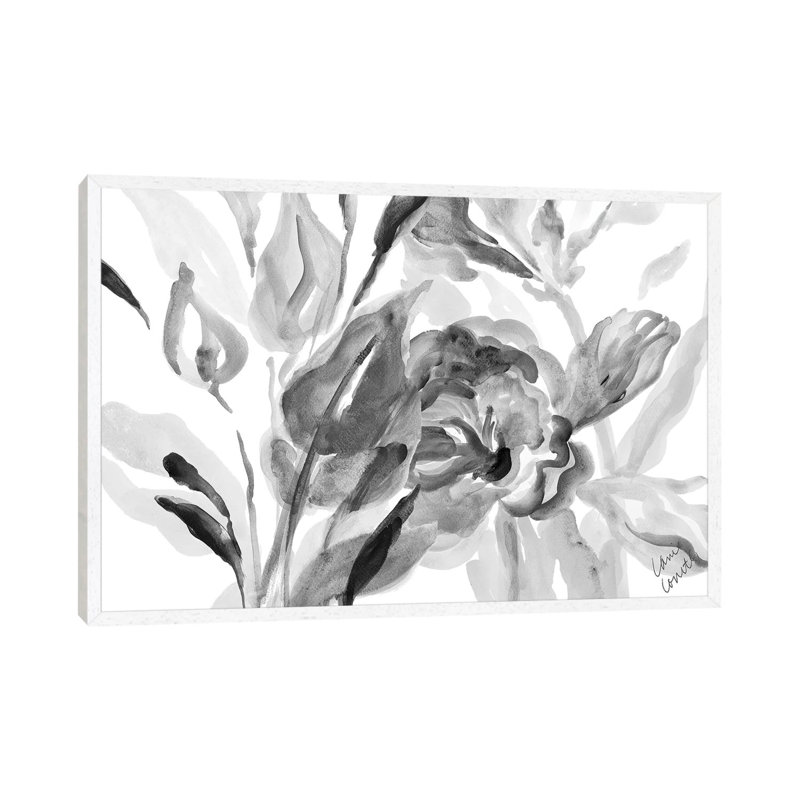 Dark Florals by Lanie Loreth - Painting on Canvas, White Framed, 66.04 cm H x 45.72 cm W