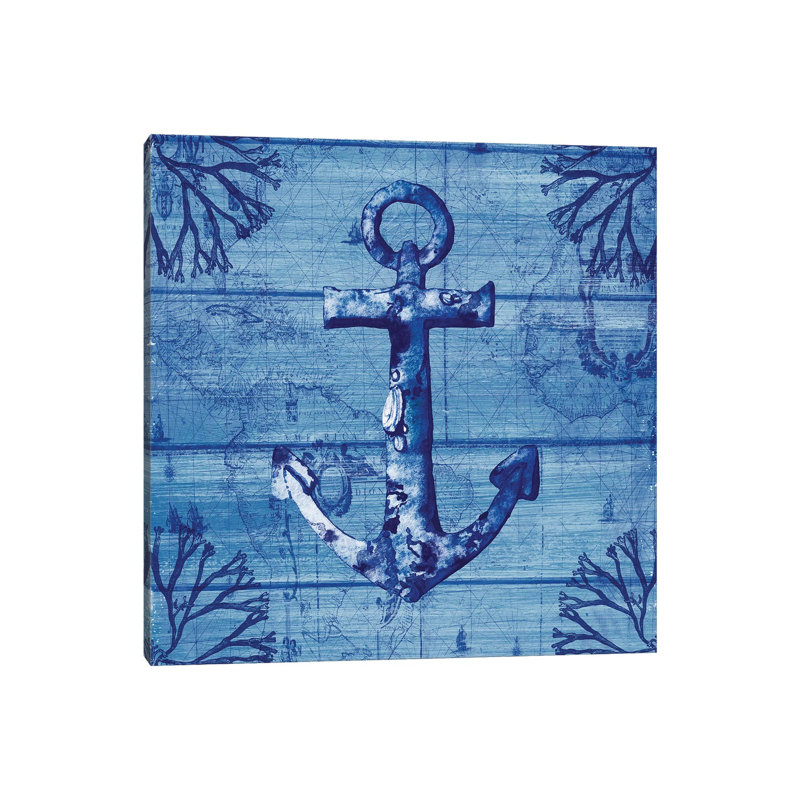 Indigo Anchor by Susan Jill - Wrapped Canvas Gallery-Wrapped Canvas Giclée, 66.04 cm H x 66.04 cm W x 1.91 cm D